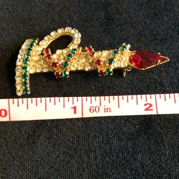Vintage NWOT Christmas Candlestick Brooch - Picture 2 of 4